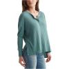 Lucky Brand Women’s Long Sleeve Rib Soft Henley Top(Sage Brush Green)