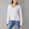 Lucky Brand Women’s Long Sleeve V Neck Tee(Bright White)