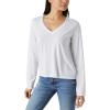 Lucky Brand Women’s Long Sleeve V Neck Tee(Bright White)