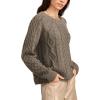 Lucky Brand Womens Mixed Cable Crew Sweater Pullover(Charcoal Heather)