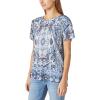 Lucky Brand Womens Printed Scoop Neck Tee(Blue Multi)