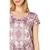 Lucky Brand Womens Printed Scoop Neck Tee(Pink Combo)