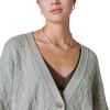 Lucky Brand Womens Women’s Cozy Cable Stitch Cardigan(Light Heather Gray)