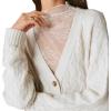 Lucky Brand Womens Women’s Cozy Cable Stitch Cardigan(Straw Heather)