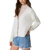 Lucky Brand Womens Women’s Cozy Cable Stitch Cardigan(Straw Heather)