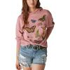 Lucky Brand Women’s Butterfly Floral Motif Pullover(Antler)