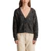 Lucky Brand Women’s Cable Stitch Long Sleeve Cardi(Dark Black)