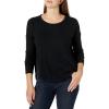 Lucky Brand Womens Cloud Jersey Long Sleeve Crew(Jet Black)