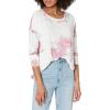 Lucky Brand Womens Cloud Jersey Long Sleeve Crew(Pink Floral Print)