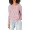Lucky Brand Womens Cloud Jersey Long Sleeve Crew(Red Stripe Hearts)