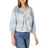 Lucky Brand Women’s Embroidered Peasant Blouse(Blue Multi)