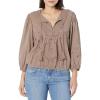 Lucky Brand Women’s Embroidered Peasant Blouse(Deep Taupe)