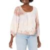 Lucky Brand Women’s Embroidered Peasant Blouse(Lilac Multi)