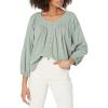 Lucky Brand Women’s Embroidered Peasant Blouse(Lily Pad)
