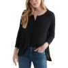 Lucky Brand Women’s Long Sleeve Rib Soft Henley Top(Jet Black)