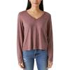 Lucky Brand Women’s Long Sleeve V Neck Tee(Fudge)
