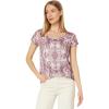 Lucky Brand Womens Printed Scoop Neck Tee(Pink Combo)