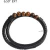 Lucky Brand Braided Cord Men’s Bracelet with Tiger’s Eye Beads, Stainless Steel Bracelet, Male Jewelry