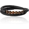 Lucky Brand Braided Cord Men’s Bracelet with Tiger’s Eye Beads, Stainless Steel Bracelet, Male Jewelry