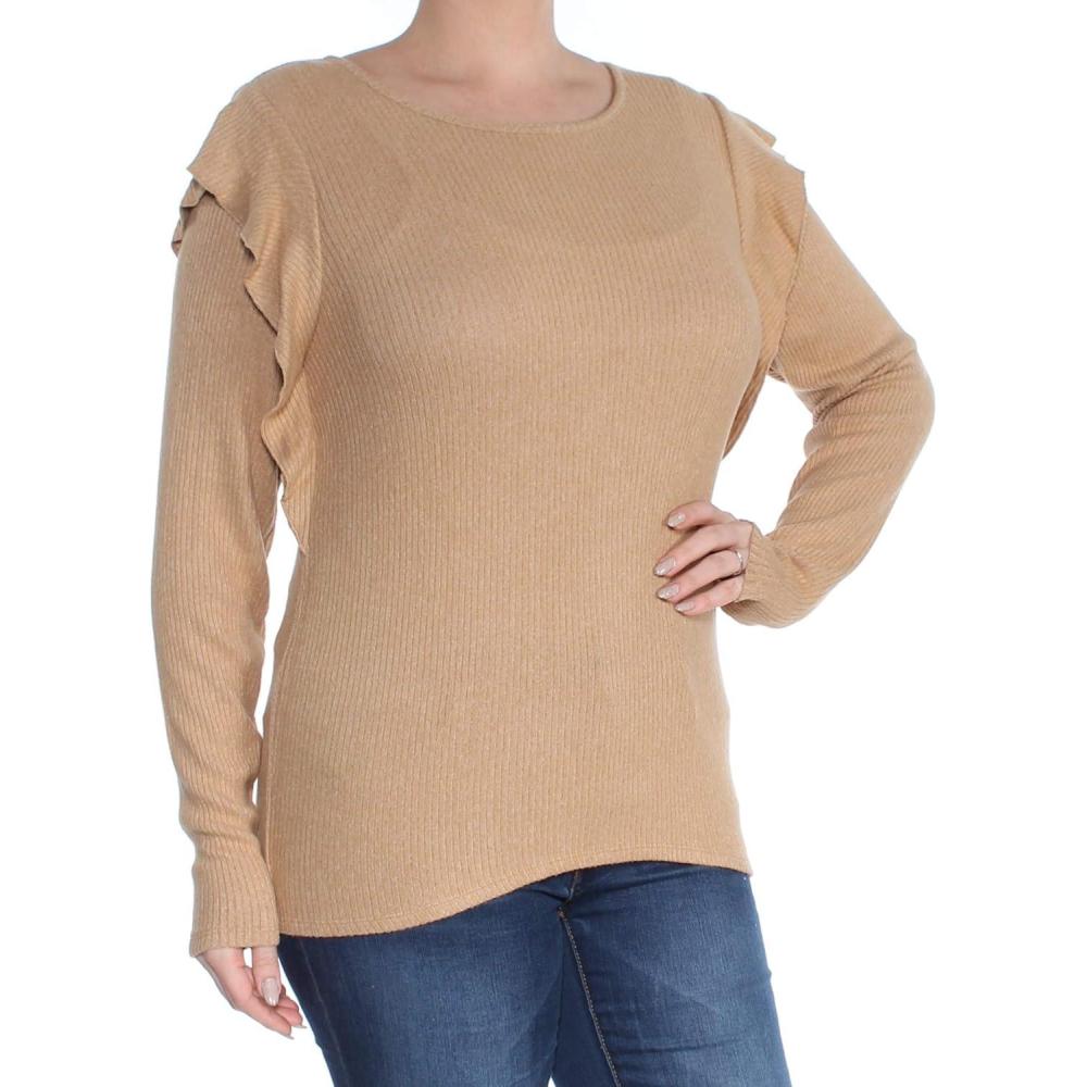 imageLucky Brand Rib Ruffle TopCamel