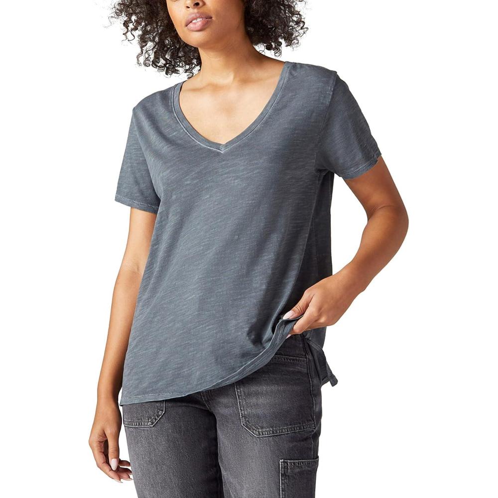 imageLucky Brand Womens Classic VNeck TeeAsphalt