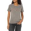 Lucky Brand Women’s ACDC Embroidered Boyfriend Tee(Blackened Pearl)