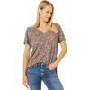 Lucky Brand Women’s Classic V-Neck Tee(Black Floral Print)