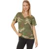 Lucky Brand Women’s Classic V-Neck Tee(Green Camo)