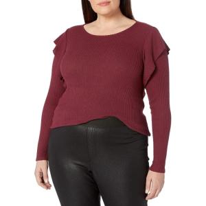Lucky Brand Rib Ruffle Top(Tawny Port)