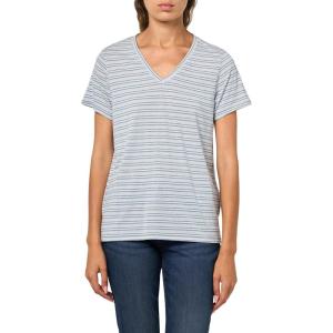 Lucky Brand Women’s Classic V-Neck Tee(Blue Stripe)