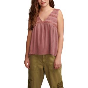 Lucky Brand Women’s Lace Trim Mix Tunic Tank(Rose Brown)