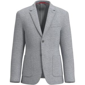 Lucky Brand Men’s Grey Heather Pique Knit Sportcoat, Slim Fit, Unstructured, 2-Button, Patch Pockets, Side Vents(Grey)
