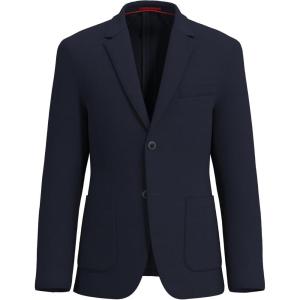 Lucky Brand Men’s Grey Heather Pique Knit Sportcoat, Slim Fit, Unstructured, 2-Button, Patch Pockets, Side Vents(Navy)