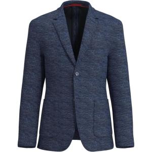 Lucky Brand Men’s Navy Heather Textured Knit Sportcoat, Slim Fit, Unstructured, 2-Button, Patch Pockets
