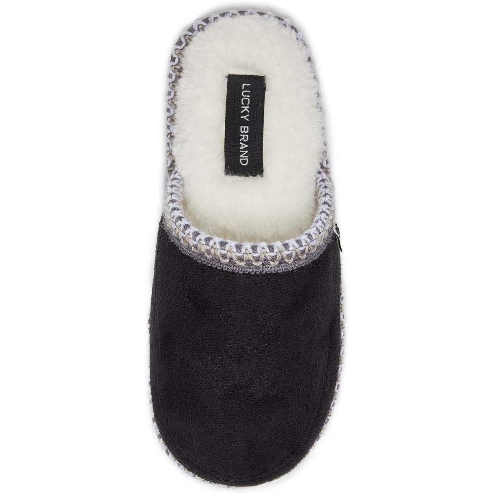 imageLucky Brand MicroSuede Memory Foam Boys Slippers  Closed Toe Plush Lined House ShoesKids SlippersBlack