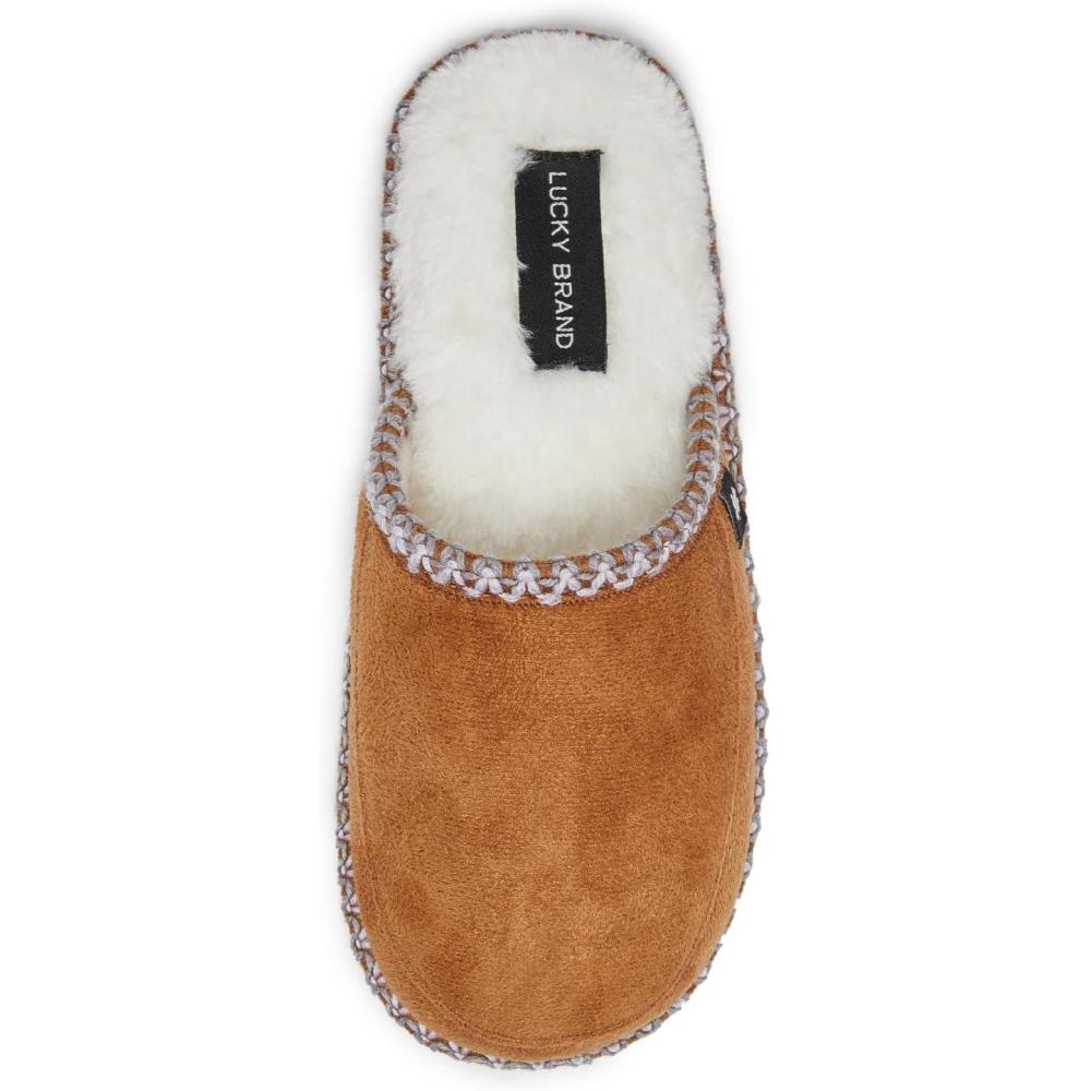 imageLucky Brand MicroSuede Memory Foam Boys Slippers  Closed Toe Plush Lined House ShoesKids SlippersTan