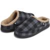 Lucky Brand Boys Buffalo Plaid Memory Foam Clog Slippers, Non Slip Rubber Sole House Shoes, Kids Cozy Fluffy Bedroom Clogs(Grey)