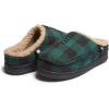 Lucky Brand Boys Buffalo Plaid Memory Foam Clog Slippers, Non Slip Rubber Sole House Shoes, Kids Cozy Fluffy Bedroom Clogs(Hunter Green)