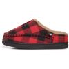 Lucky Brand Boys Buffalo Plaid Memory Foam Clog Slippers, Non Slip Rubber Sole House Shoes, Kids Cozy Fluffy Bedroom Clogs(Red)