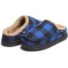 Lucky Brand Boys Buffalo Plaid Memory Foam Clog Slippers, Non Slip Rubber Sole House Shoes, Kids Cozy Fluffy Bedroom Clogs(Royal)