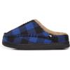 Lucky Brand Boys Buffalo Plaid Memory Foam Clog Slippers, Non Slip Rubber Sole House Shoes, Kids Cozy Fluffy Bedroom Clogs(Royal)