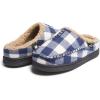 Lucky Brand Boys Buffalo Plaid Memory Foam Clog Slippers, Non Slip Rubber Sole House Shoes, Kids Cozy Fluffy Bedroom Clogs(White Navy)