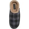 Lucky Brand Boys Buffalo Plaid Memory Foam Clog Slippers, Non Slip Rubber Sole House Shoes, Kids Cozy Fluffy Bedroom Clogs(Grey)