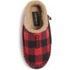 Lucky Brand Boys Buffalo Plaid Memory Foam Clog Slippers, Non Slip Rubber Sole House Shoes, Kids Cozy Fluffy Bedroom Clogs(Red)