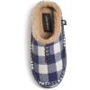 Lucky Brand Boys Buffalo Plaid Memory Foam Clog Slippers, Non Slip Rubber Sole House Shoes, Kids Cozy Fluffy Bedroom Clogs(White Navy)