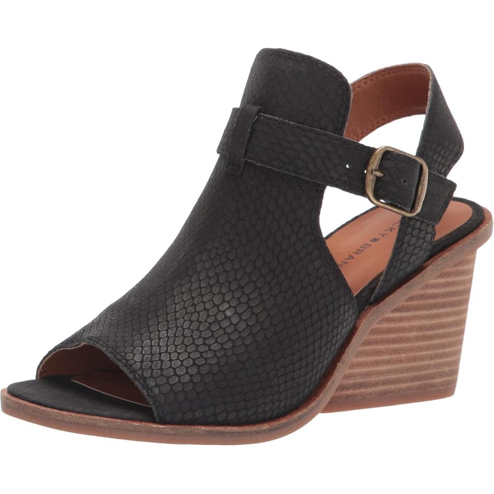 imageLucky Brand Womens Labradite Strappy Stack Heel Sandal HeeledBlack