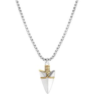 Lucky Brand Mens Arrowhead Necklace 22″”, Two-Tone 18k Gold and Silver Flash-Plated Arrowhead Pendant Necklace for Men, NF00792TL-22.NJ