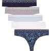 Lucky Brand Women’s Underwear – 5 Pack Stretch Thong Panties(Blue Iris/Gardenia/Silver Sconce/Blue/Multi)