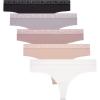 Lucky Brand Women’s Underwear – 5 Pack Stretch Thong Panties(Gardenia/Natural/Black/Silver Sconce/Multi)