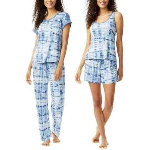 Lucky Brand Women’s Pajama Set – 4 Piece Sleep Shirt, Tank Top, Pajama Pants, Lounge Shorts (S-XL)(Blue)